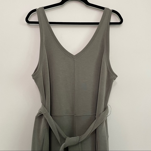 Lululemon Ease Of It All V-Neck Jumpsuit Grey Sage One Piece Softstreme Size 14 - Picture 3 of 6